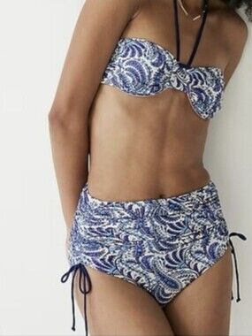 J. Crew Blue and Peach Paisley Bikini Bottoms